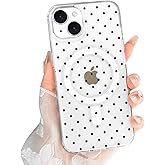 Oylaxoy for iPhone 14 Clear Magnetic, Case with Cute Fashion Polka Dot Aesthetics Design, Raised Lens Edge Protection, Stylish Slim Soft TPU Protective Cover for iPhone 14, Black