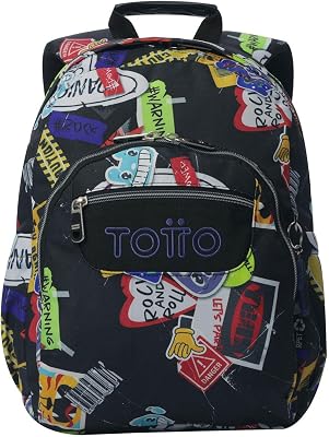 - Mochila Escolar, Modelo Gommas, Mochila Mediana, Capacidad 15 L, Bolsillo para PC 14", Bolsillo Botella, Espaldar Ergonómico con Flujo de Aire, Cómodas Correas en S, Estampado Sticky