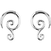 Pair of 6G-14G Surgical Steel Solid Tribal Design Taper Earrings