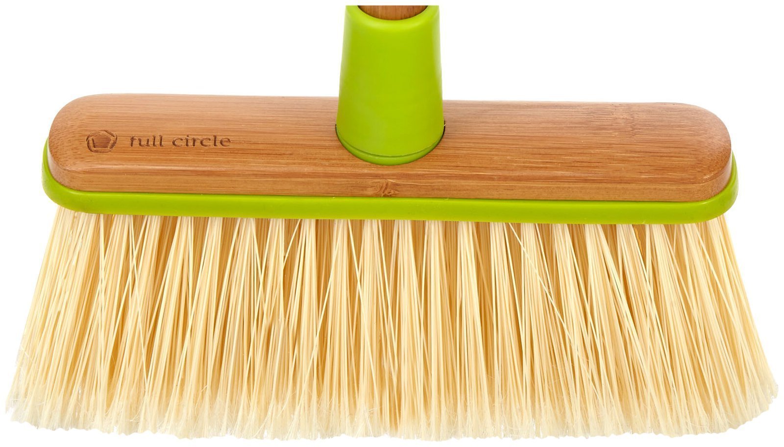 Full Circle Clean Sweep Bamboo Broom - Angled for Precision in Tight Spaces, with Recycled Stiff Bristles for Indoor & Outdoor Cleaning - Ideal for Pet Hair, Kitchen, Hardwood, and Garage, Green