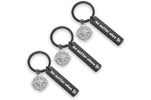 WUSUANED No Matter What Where When Compass Best Friend Keychain Set Long Distance Friendship Gift For Sister Best Friends