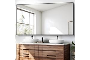 BONEWEI Bathroom Mirror,30x60 inch Large Wall Mirror for Bathroom Wall Mounted Black Rectangle Corner Mirrors,Black Bathroom Mirror for Living Room,Farmhouse,Bedroom Entryway,Horizontal/Vertical