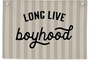 CEBTHN Long Live Boyhood Banner – Linen Canvas Wall Hanging Flag, Boys Room & Nursery Decor, Playroom Wall Art, Baby & Toddler Room Decoration, 20x30 Inch - Beige