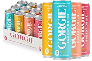 GORGIE Sugar Free Natural Energy Drinks, BestSellers Variety (12 Pack) - Healthy Energy Drinks - Natural Coffee Replacement with Green Tea Caffeine and Biotin - 150mg Caffeine, Vegan, & Low Calorie