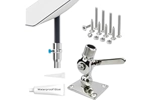 GALEITH Full Stainless Steel Starlink Mount with Adapter for Yacht Ship RV Marine, Dual Axis Adjustable Ratchet Base, 316 Stainless Steel, Starlink Mounting Kis, Marine Antenna Mount
