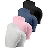 CHRLEISURE Workout Gym Biker Shorts, High Waisted Butt Lifting Scrunch Butt Sports Seamless Shorts Sets 4 Piece