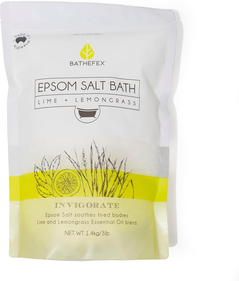 Bathefex Epsom Salt Lime & Lemongrass Bath Soak Aromatherapy Relaxing Muscle