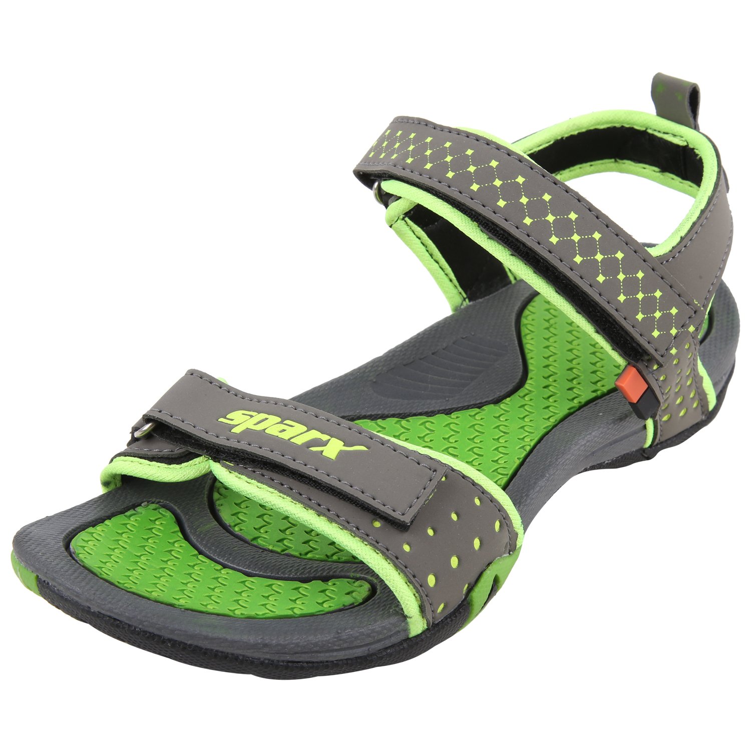 sparx women's ss0803l3 series dark grey fluorescent green synthetic casual floater sandals