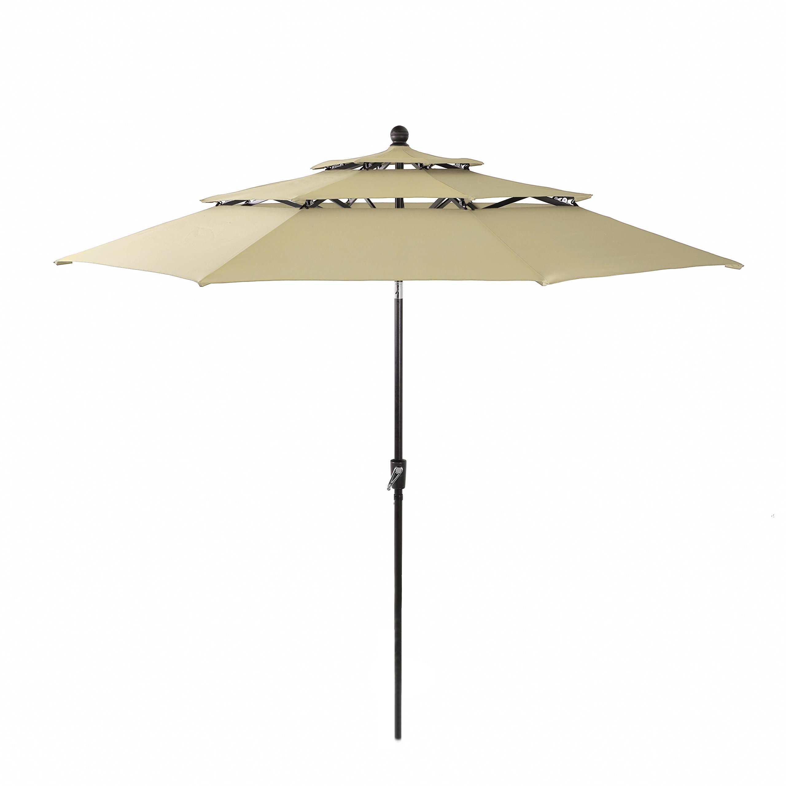 10ft 3 Tier Autotilt Patio Umbrella Outdoor Double Vented Yard