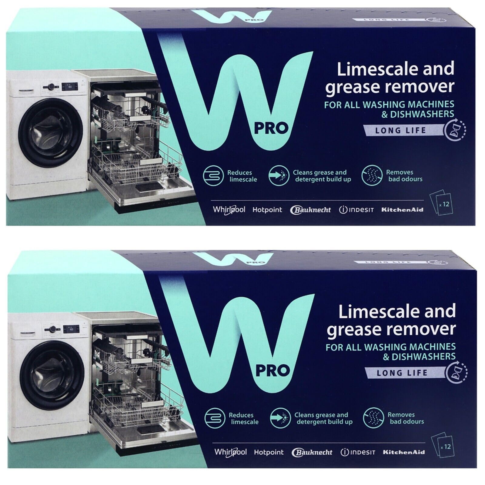 Hotpoint Dishwasher 3in1 Limescale Descaler & Detergent Remover 24 x 50g Sachets (2 Packs)