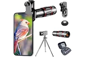 3ZeBra 28x Telephoto Magnification HD Phone Camera Lens 5 in 1 Kit for iPhone and Android with Tripod + Telephone Lens + Lens Cover + Clips, Support Hand-held, Eye View, Spot Shooting, 4K HD Telephoto