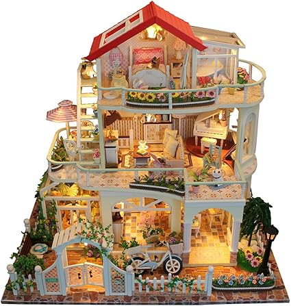 Amazon Com Shzons Doll House With Furniture Diy Wooden And