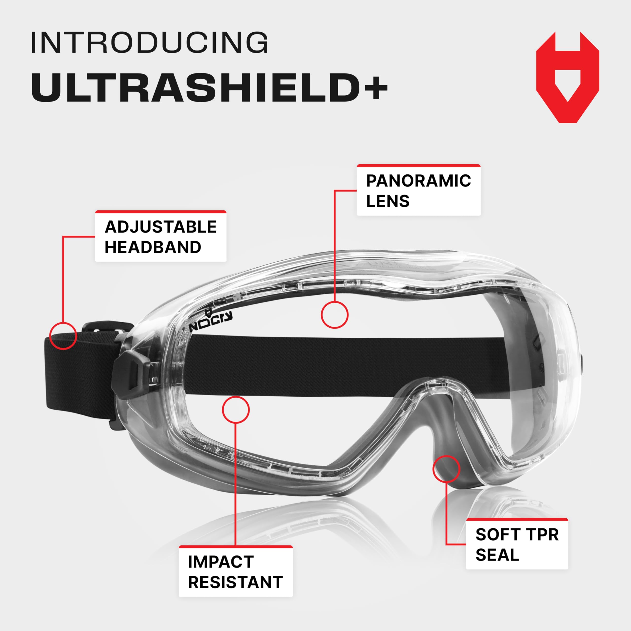 NoCry Anti Fog Safety Goggles for Men and Women with Premium Anti Scratch Coating - Vented Panoramic Lab Goggles; ANSI Z87 Certified Lab Safety Goggles, Eye Protection Goggles with Adjustable Headband