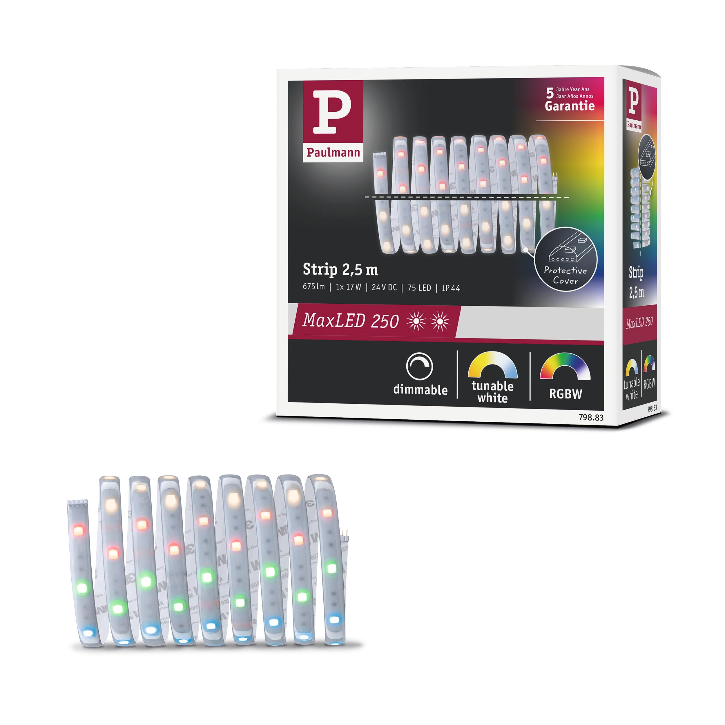 Paulmann 79883 MaxLED 250 LED Strip 2.5m RGBW IP44 Protect Cover incl. 1x16-watt Strip Lighting Strip 3000 K