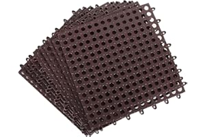 SENENQU 12Pack 12" x 12" Interlocking Rubber Bathroom Flooring Tiles Non-Slip Drainage Mat Kennel Flooring Modular Interlocking Cushion Mat Splicing Waterproof Mat for Bath, Pool, Shower, Deck, Drain, Brown1