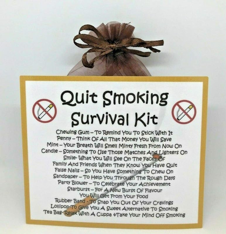 Quit Smoking Survival Kit Fun Novelty Good Luck Gift & Card/ Keepsake