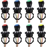 Waterproof Round Rocker Switch with Shell 12V Marine Round Toggle Switch LED Lighted ON Off SPST 3 Pin Rocker Switch 3 Color for Automotive Car Boat - 8PCS