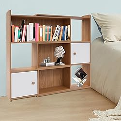 LOHISHILO 3 Tier Bookshelf Tall Bookcase Storage
