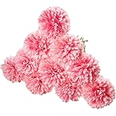 Ruaniao Pink Chrysanthemum Flowers Bulk, 10 Pcs Artificial Chrysanthemums Ball Flowers with Glue for Home Office, Wedding Bouquets, Garden Party, 10.6 Inch