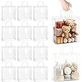 BadenBach 16 Pack Clear Gift Bags with Handles, 11.8" x 11.8" x 3.9" Large Reusable Plastic Party Favor Bags Bulk, Transparent PVC Tote Bag for Wedding, Birthday, Valentine's Day, Boutique (30x30x10 cm)