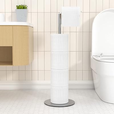 niffgaff Freestanding Stainless Steel Toilet Roll Holder with Heavy Base