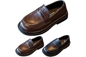 Boys Girls Dress Shoes School Uniform Slip-On Loafer Low Heel Non-Slip Leather Shoes Back to School Preppy Sandals