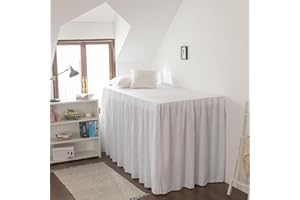 TSUTOMI Dorm Room Bed Skirt Twin XL - College Dorm Bed Skirt - Extra Long Dorm Room Bed Skirt 32 Inch Tailored Drop - 100% Microfiber Dorm Room Bedskirts - College Dorm Bed Skirt - White, Twin-XL /32 Drop