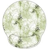 AORTDES Laptop Computer Gaming Mouse Pad with Wrist Rest Support,Ergonomic Memory Foam Mouse Mat,Non-Slip Rubber Base Office Work Desk Pad,Comfortable & Pain Relief (Bamboo Forest)