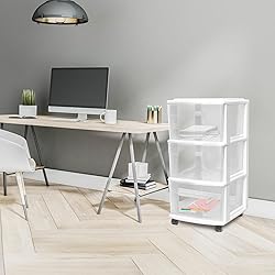 HOMZ Drawer Tower, 3-Tier Clear Plastic Storage