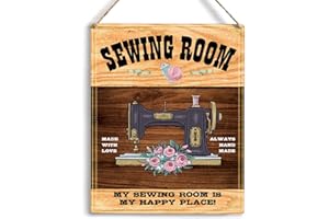 YCYD Retro Sewing Supplies Home Decor Wall Decor Sewing Accessories Wall Art Rustic Wooden Hanging Sign Quilting Supplies for Quilters Sewers Sewing Lovers Office Bar Home Sewing Room Living Room Decor
