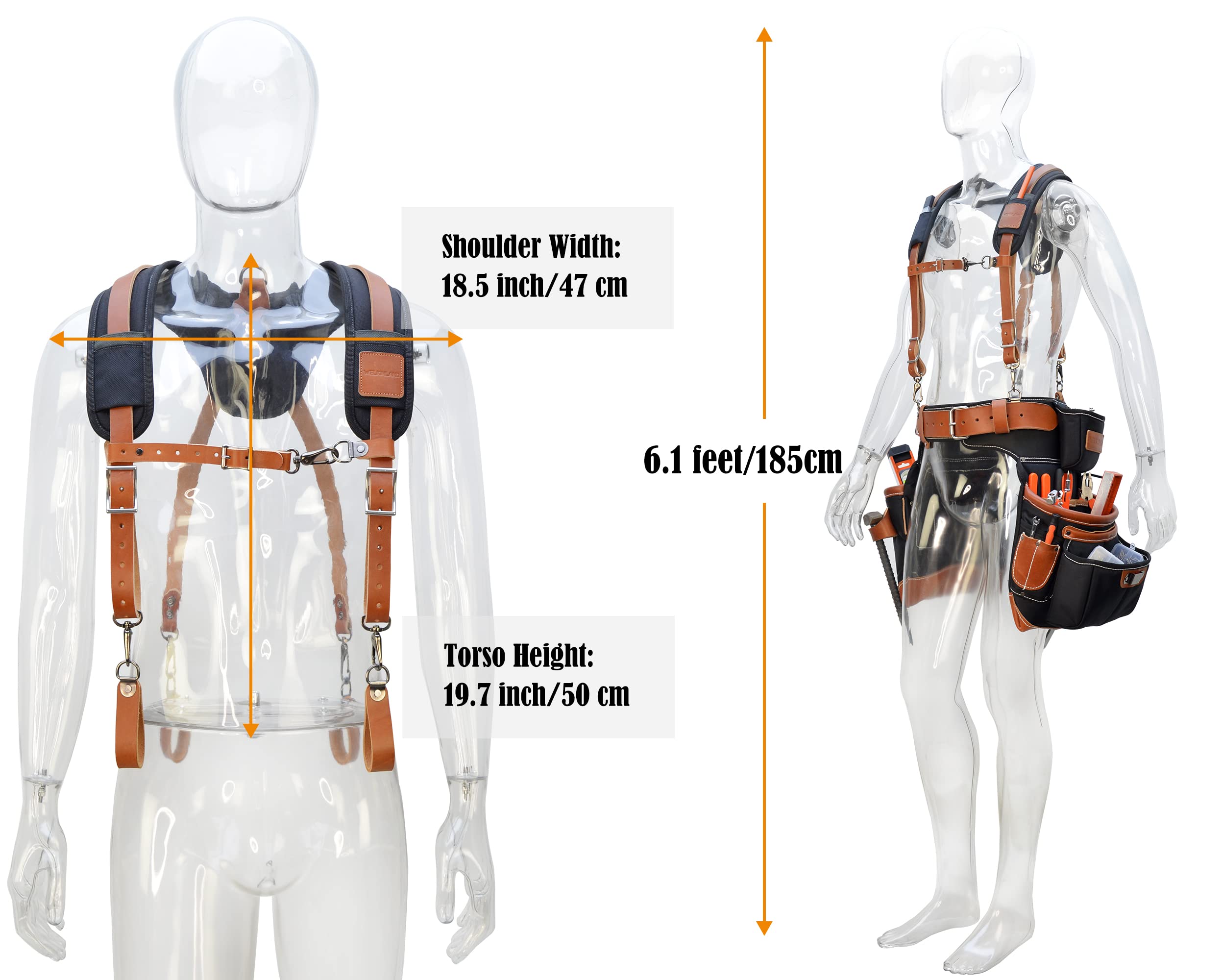 Construction suspenders for carpenter, men for framing Leather tool belt