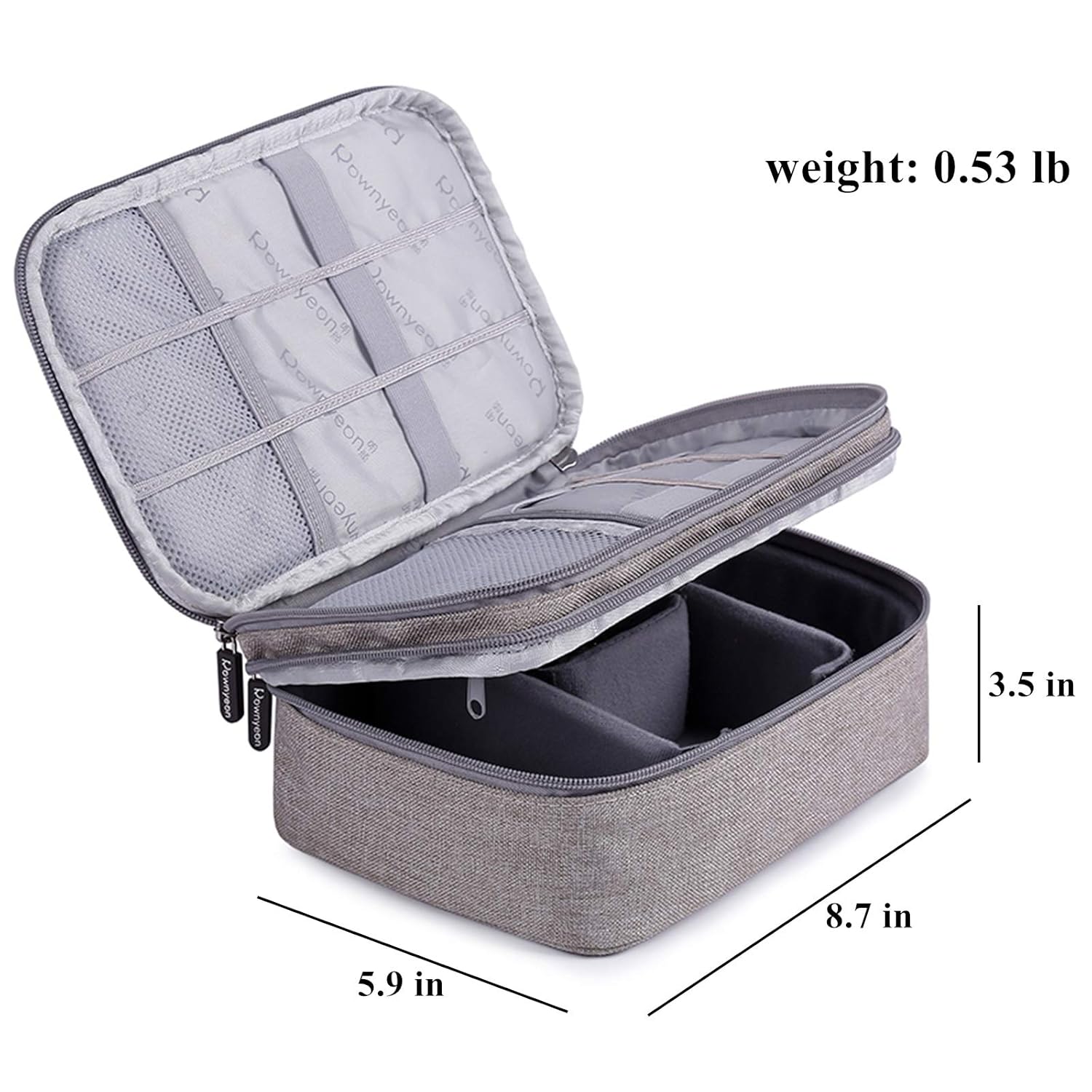 Rownyeon Makeup Train Cases Travel Makeup Bag Waterproof Portable Cosmetic Cases Organizer with Adjustable Dividers for Cosmetics Makeup Brushes Toiletry Jewelry Digital Accessories (Grey Small) : Beauty