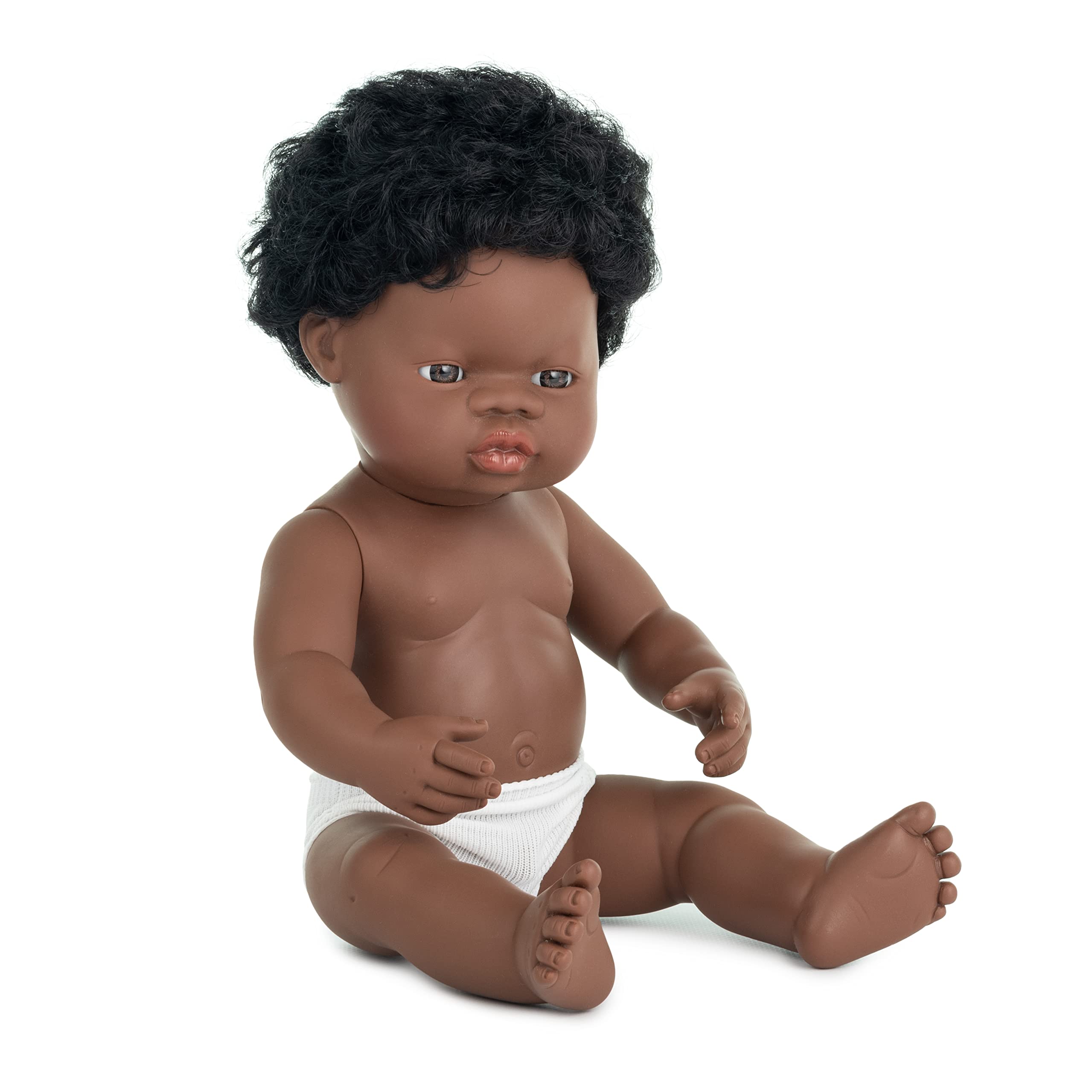 Miniland Miniland31053 Baby Doll African Boy W/O Underwear, Multi-Color, OSFA