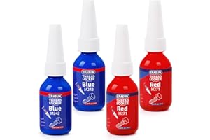 EPASUN 10 g x 4 Pack Thread Lock, Blue Lock Tight Threadlocker & Red, Medium& Strong Strength Lock Tight Blue Thread Locker for Nuts, Bolts, Fasteners to Prevent Loosening and Corrosion