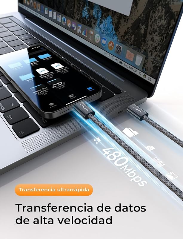 240W Cable USB C Carga Rapida 2 Metros para iPhone 18 PD 3.2 AVS