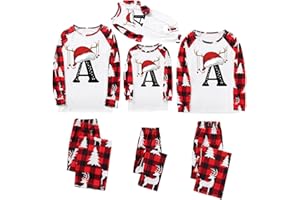 Christmas Pajamas for Family 2025 Matching Sets A-Z Letter Alphabet Holiday Xmas Pjs Sleepwear Sets Christmas Jammies