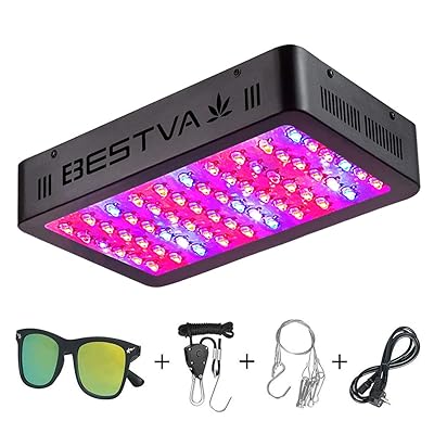 BESTVA 600W LED Grow Light Full Spectrum Dual-Chip Growing Lamp for Hydroponic Indoor Plants Veg and Flower
