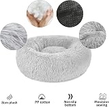 Nepfaivy Calming Donut Bed for Dogs Cats 27.5in XL Light Grey view 2