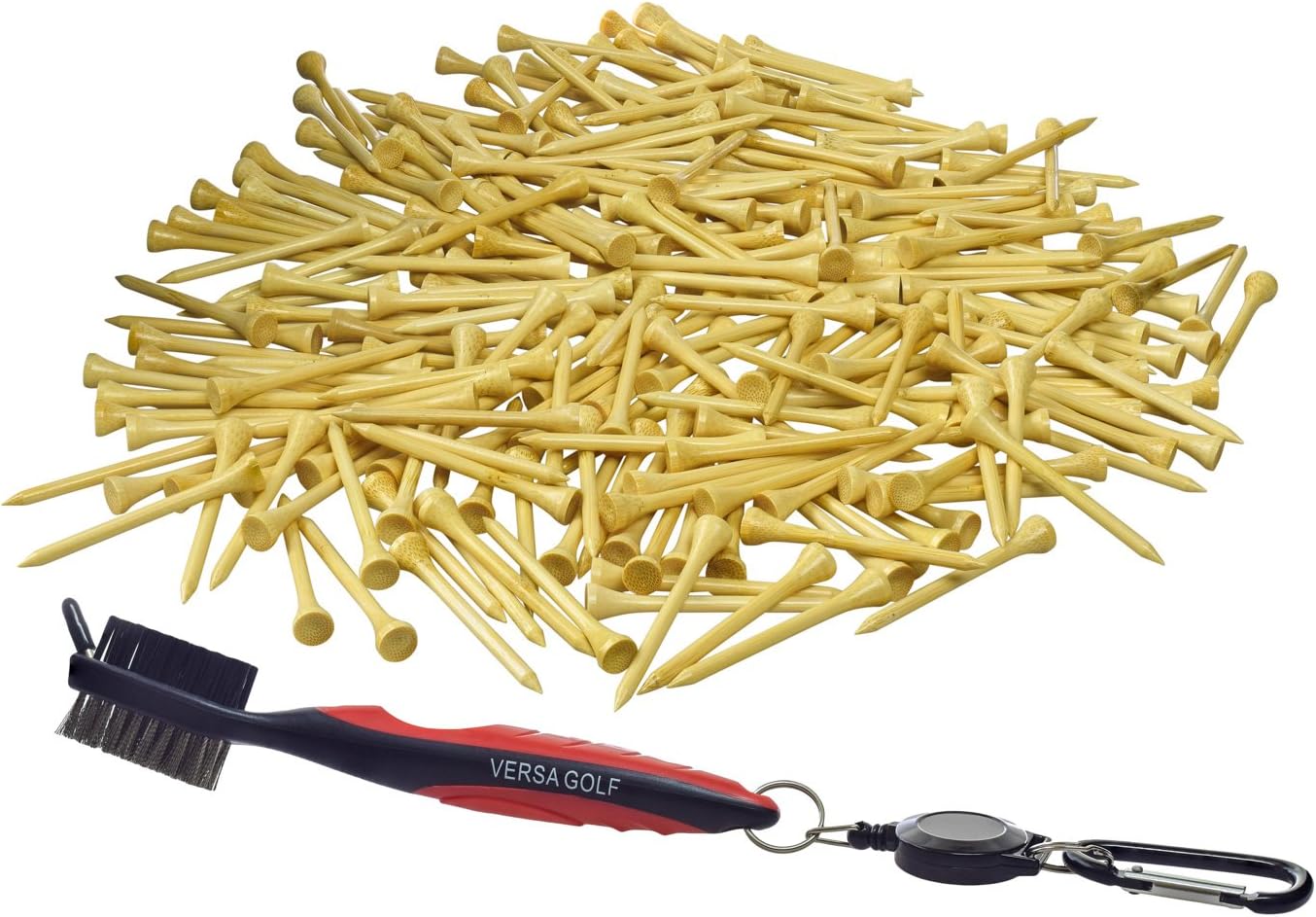 VersaGolf Premium Bamboo Golf Tees 2-3/4 inch Length - Free Club Cleaning Brush - Eco-Friendly - 7X Stronger Than Wood Tees