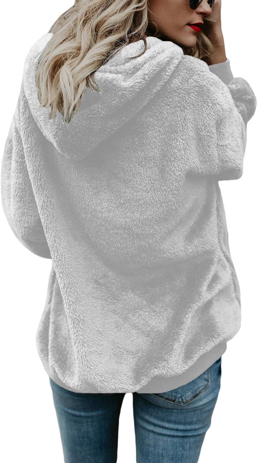 BLENCOT Womens Oversized Warm Double Fuzzy Hoodies Casual Loose Pullover Hooded Sweatshirt Outwear at  Women’s Clothing store