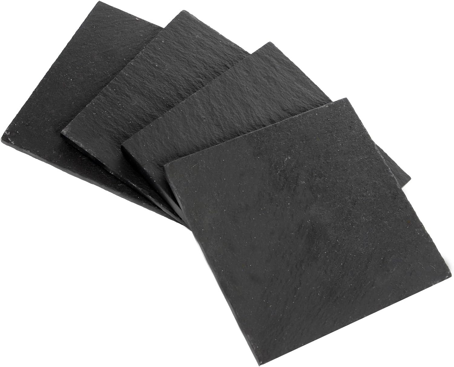 Box of 4 Black Square Slate Coasters Placemat For Drinks Table Home Pub