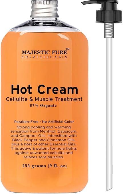 Majestic Pure Anti Cellulite Cream, 87% Organic Fat Burner Cream, Tight Muscles & Joint