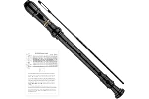 YONTY Soprano Recorder 8-Hole Instrument for Kids Beginners, Baroque Style C Key Kids Flute with Cleaning Rod & Case Bag for School Education Home Entertainment - Black