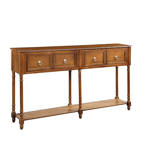 Knocbel Solid Pinewood Long Console Table With Open Shelf 4