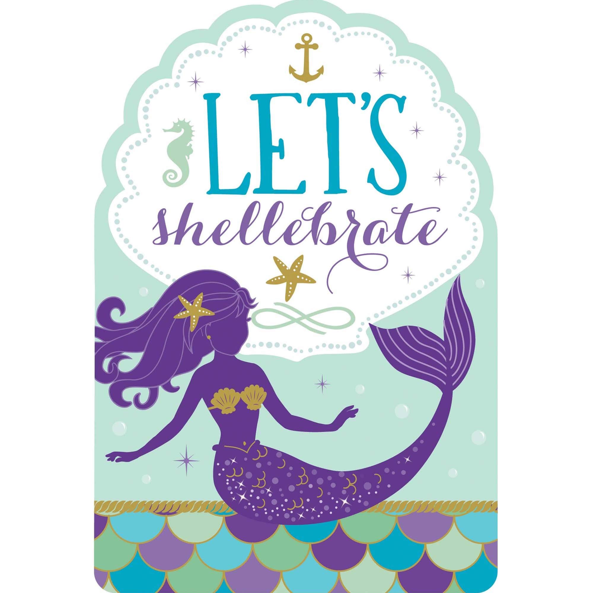 Amscan 491975 - Mermaid Wishes Party Postcard Invitations & Stickers - 8 Pack โ image 1