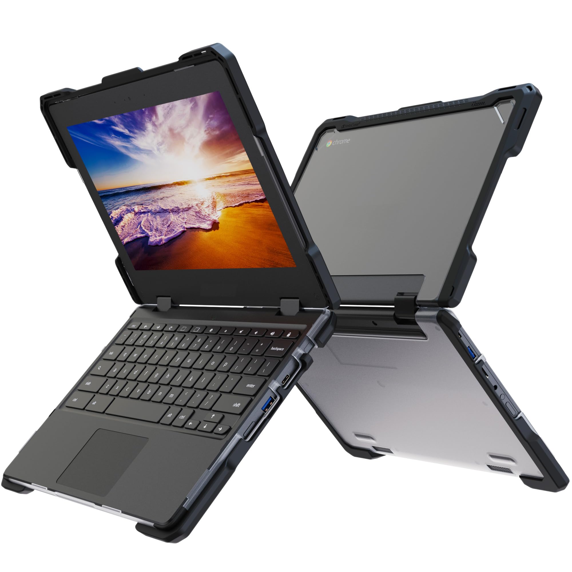 Photo 1 of UZBL Case for Lenovo 500e Gen 4 11.6" | Protective Hard Shell Polycarbonate Clear Case Cover | Student-Proof Rubberized Edge Protection