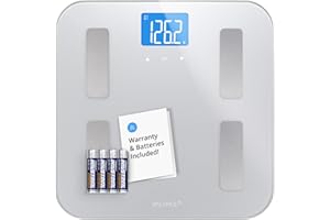 Greater Goods Body Fat Scale, Accurate Digital Weight and Health Metrics, Body Composition, and Weight Measurements, Glass Top, with Large Backlit Display (Silver)