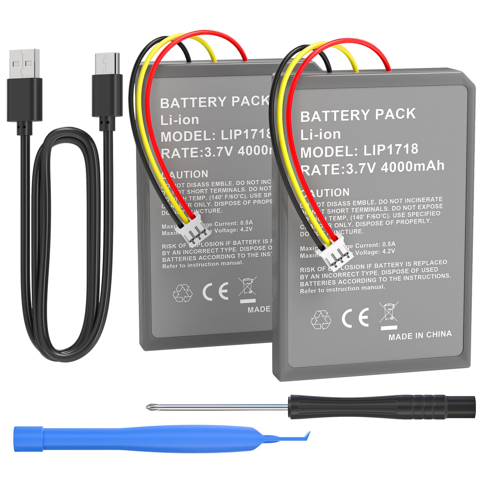 KEKUCULL 2 Pack Batteries for Official PlayStation5 Controller,Replacement Lithium Battery for PlayStation5 Wireless Controller,Includes Tool Kit