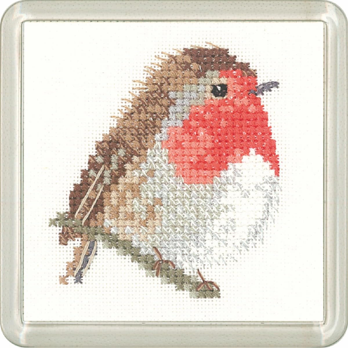 Heritage CFRB1191-A Counted Cross Stitch Kit Aida Robin (A), Coaster Size 7.5x7.5cm