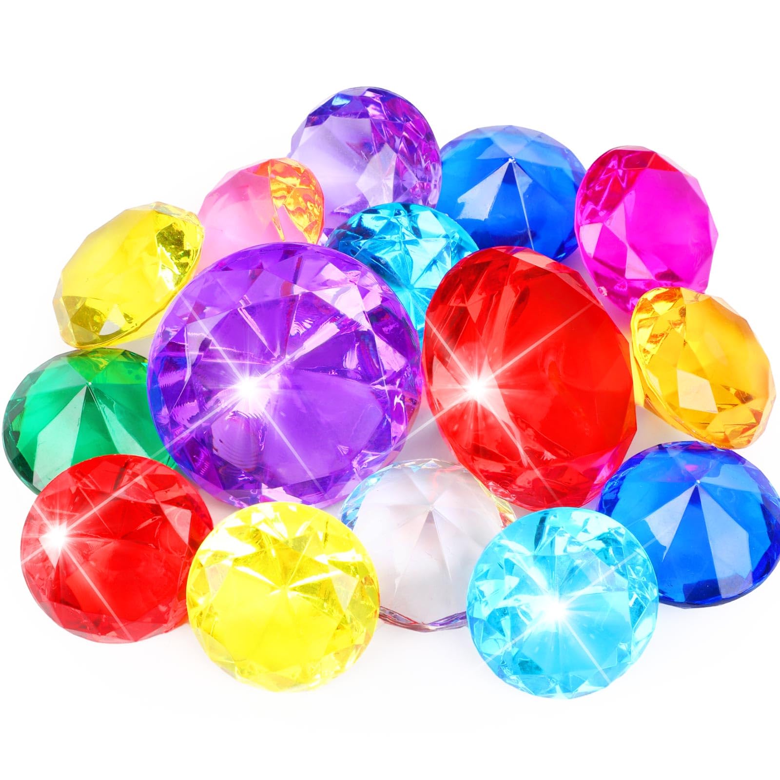 Photo 1 of MARFOREVER 15Pcs Large Diving Gem Pool Toys - 2 Extra Big 60mm Diamond and 13 Colorful 40mm Big Acrylic Diamond Pool Gem Set Summer Swimming Party Favors Underwater Gem Diving Toy for Boys and Girls
